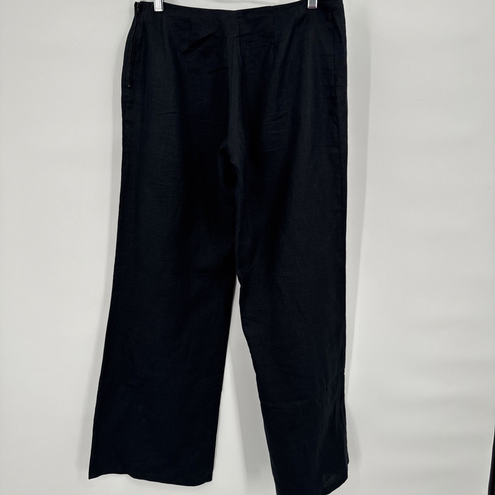 Vintage Italy Linen Wide-Leg Embroidered Womens Sz 30 Vintage Pants BOHO Hippie - Picture 3 of 16